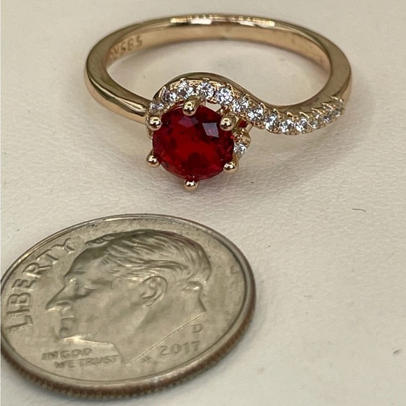 ZALES 14k Solid Rose Gold, 1.30ct Amethyst & Sapphire ring. Size 7 - Picture 4 of 7